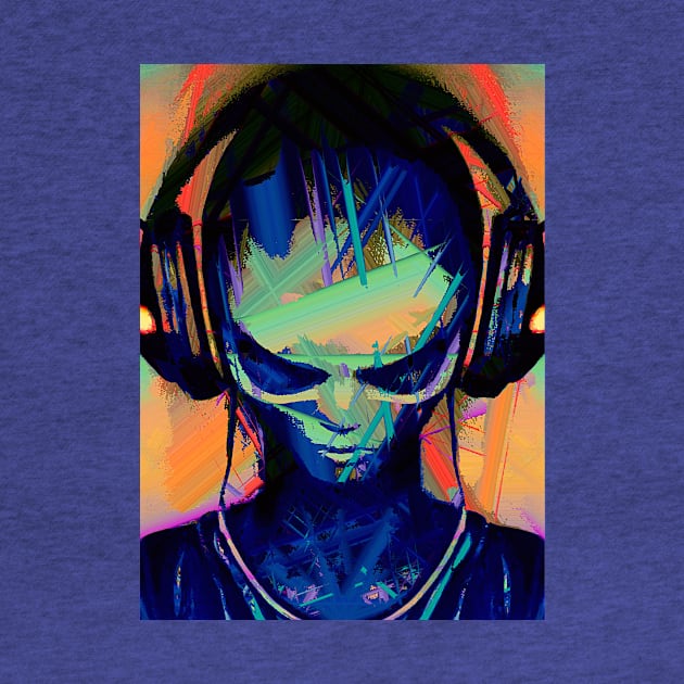 Alien DJ Rectangle Glitch Art Design by Edongski303 Teepublic Merch